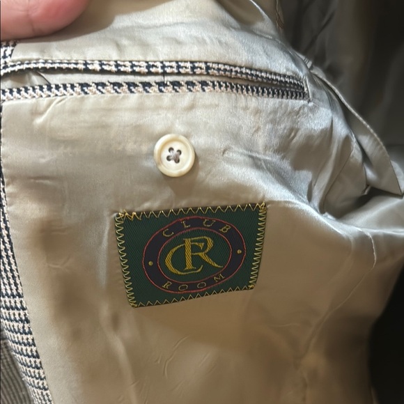 Men’s Club Room 100 % Silk Gingham Classic Blazer Size 44L Jacket! - Picture 10 of 15